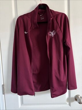 Nike Maroon Dry-Fit Zip-Up Athletic Jacket With Ram Patch